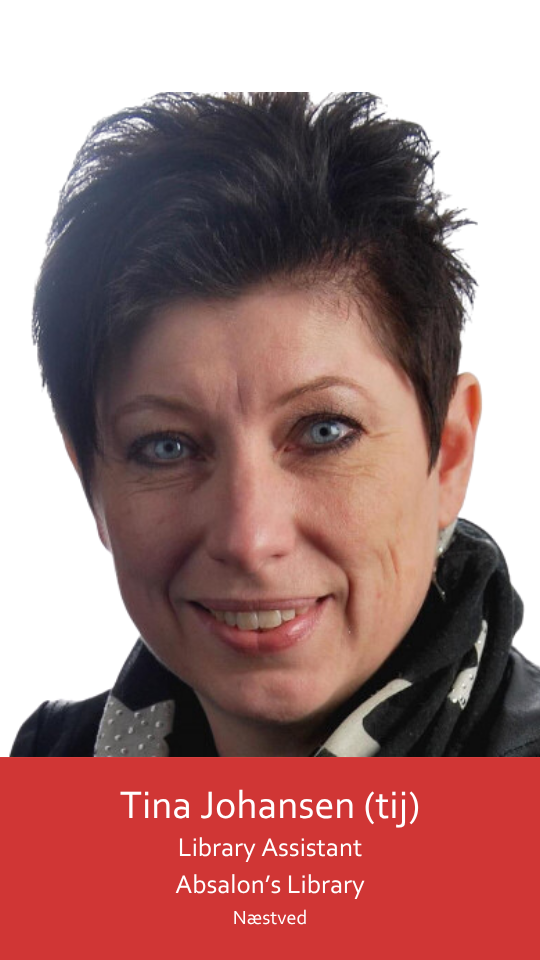 This image shows a woman with short dark hair wearing a black-and-white scarf. She is smiling and looking directly at the camera, her eyes light blue and full of life, framed by long lashes with black mascara.